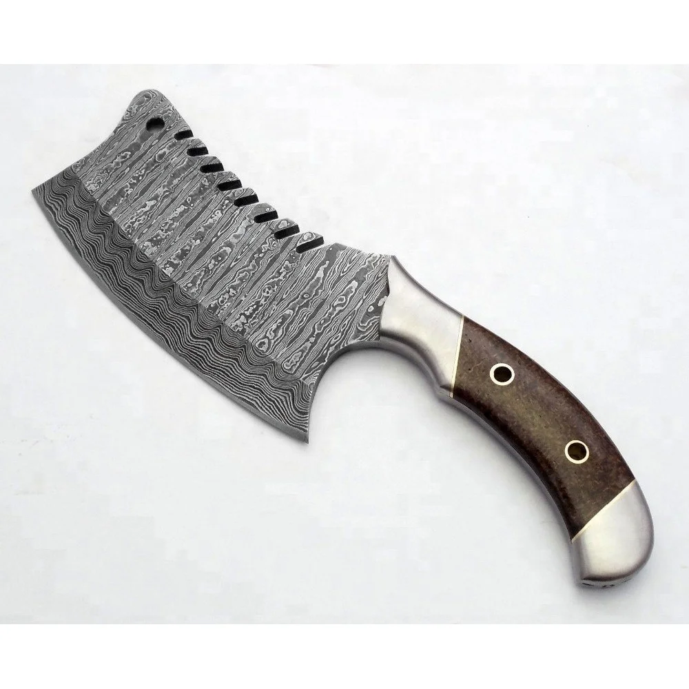 Custom Handmade Small Cleaver Knife Damascus Steel Fixed Blade Cleaver Chopper Outdoor