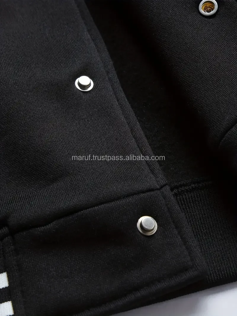 Plus Size Embroidered High Quality Men Custom Logo Snap Button Closure Popular Varsity Jacket