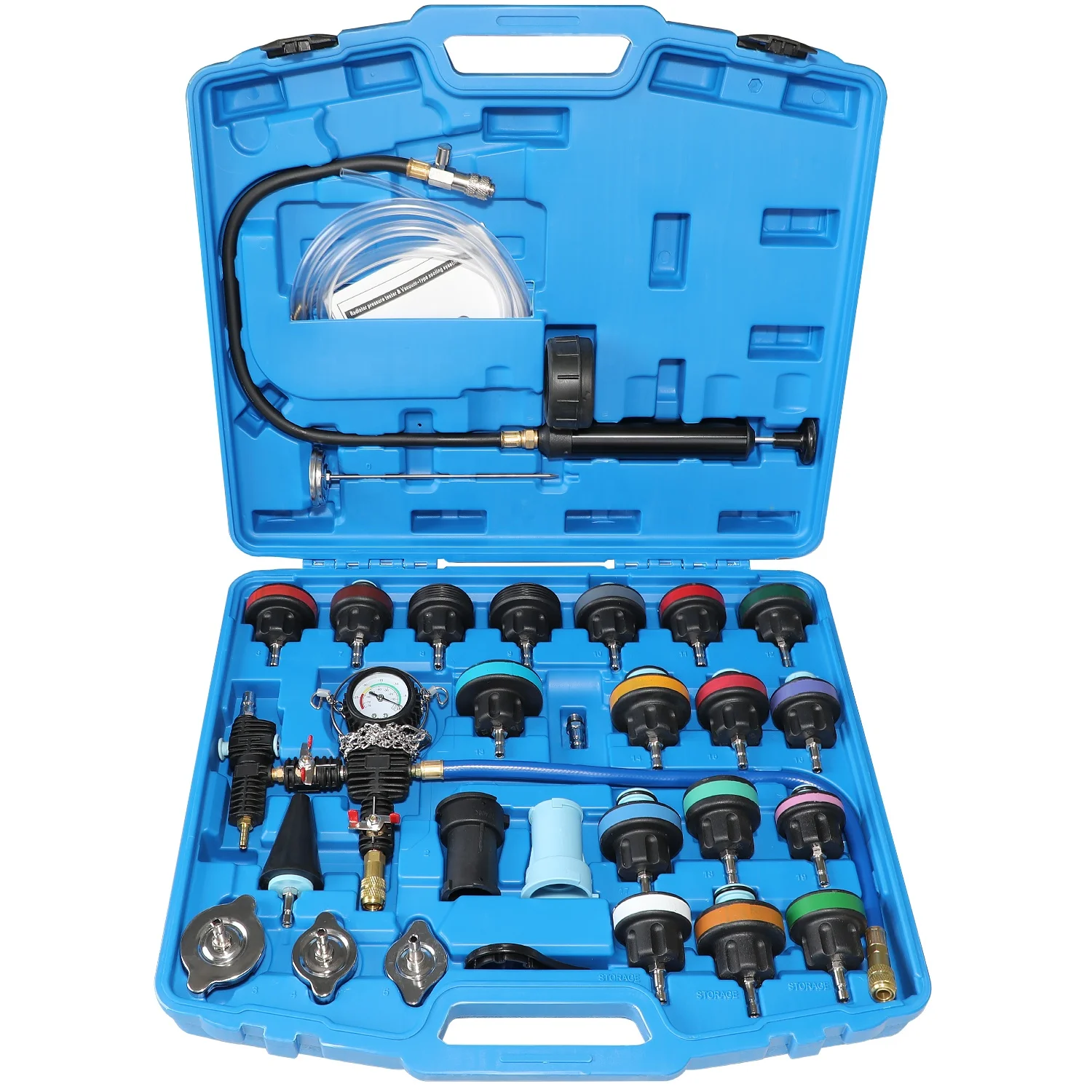28PC UNIVERSAL RADIATOR PRESSURE TESTER KIT & VACUUM TYPE COOLING PURGE REFILL E - Foto 11