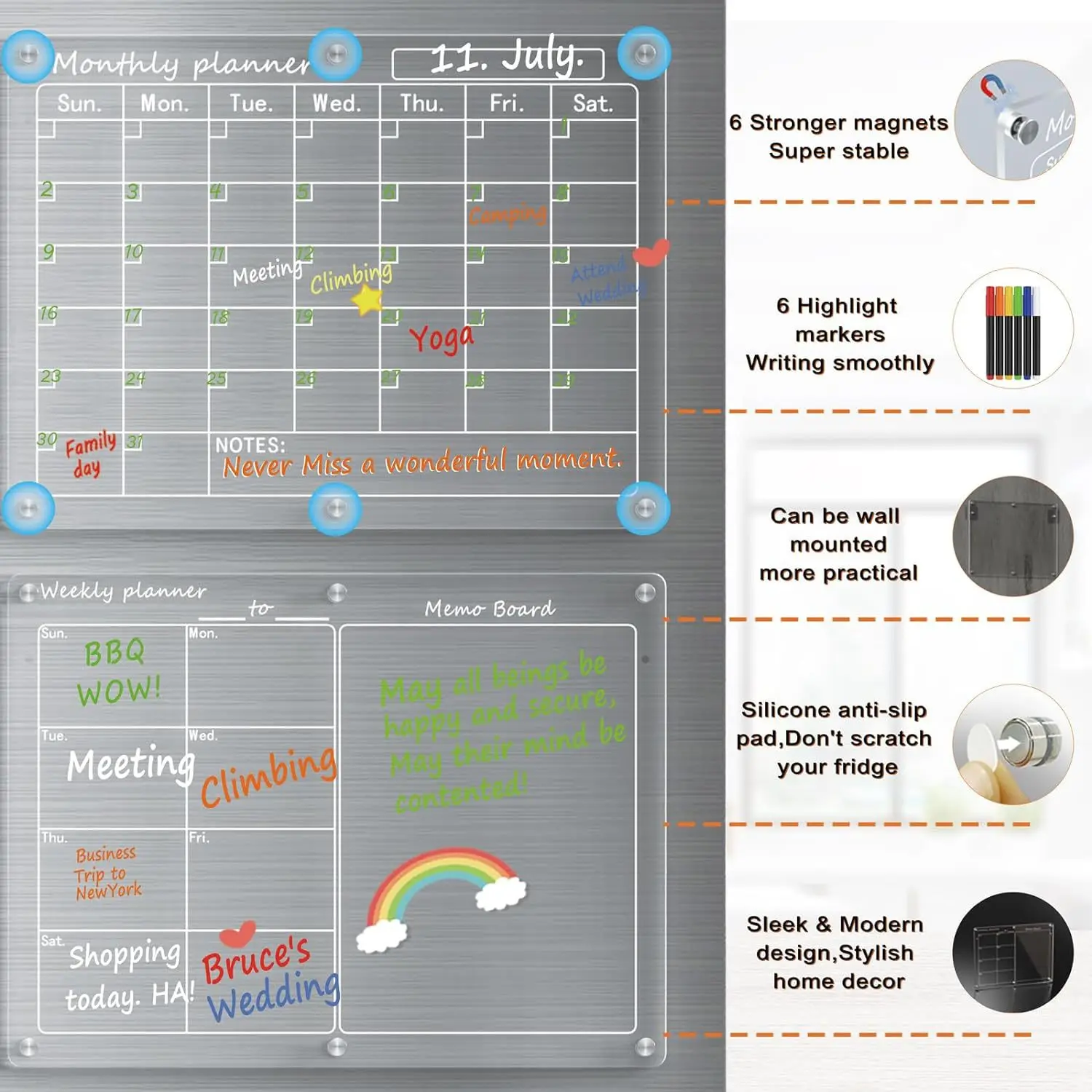 Распродажа планировщик HZvwin многоразовая бескаркасная Прозрачная Акриловая вывеска ежемесячный настенный по заводской цене
