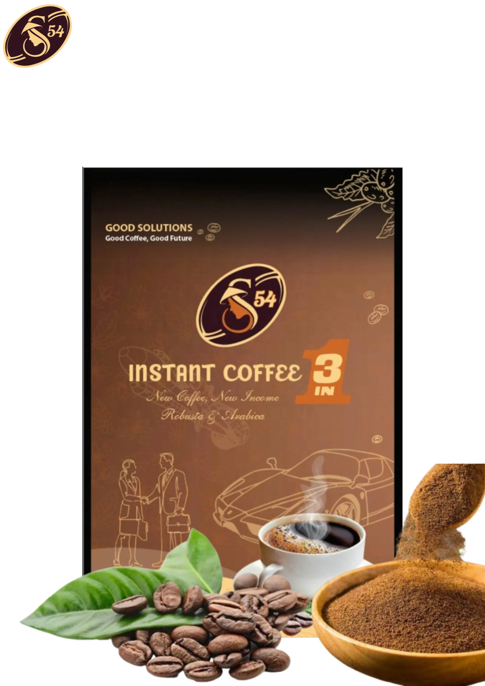 S54 Instant Coffee 3in1 From Robusta And Arabica Coffee Beans 24x19g