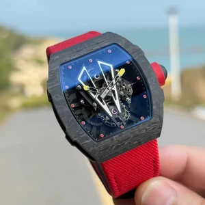 New Hot Selling Barrel-shaped Carbon Fiber case Nylon Strap Men's Mechanical Watch Shockproof Casual Business Retro Watches Men