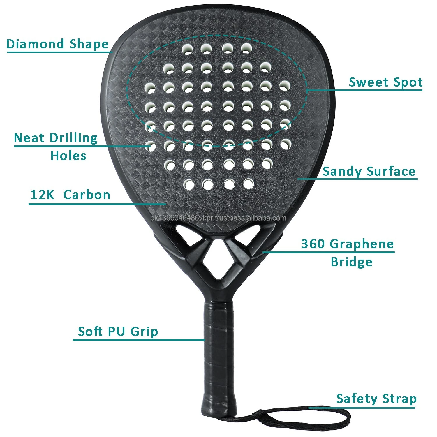 Outdoor Paddle Beach Tennis Racket Carbon Fiber Power Tennis Paddle ...