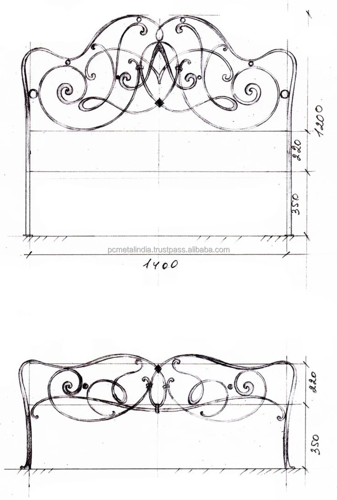 Wrought Iron Bed With Side Table/wholesale Cheap Black Single Size