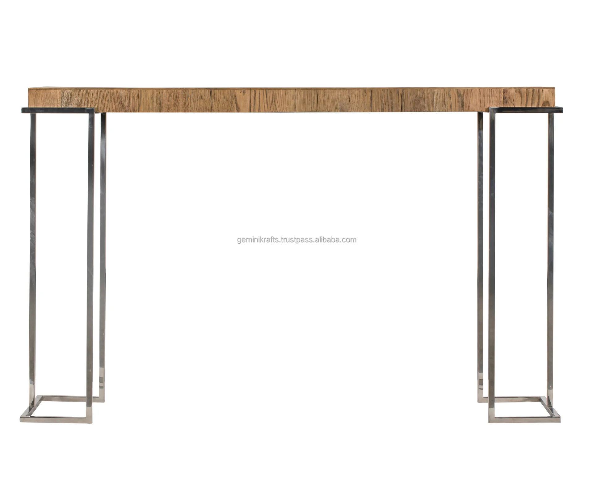 Modern Stainless Steel Base Rustic Old Recycle Sleeper Solid Wood ...