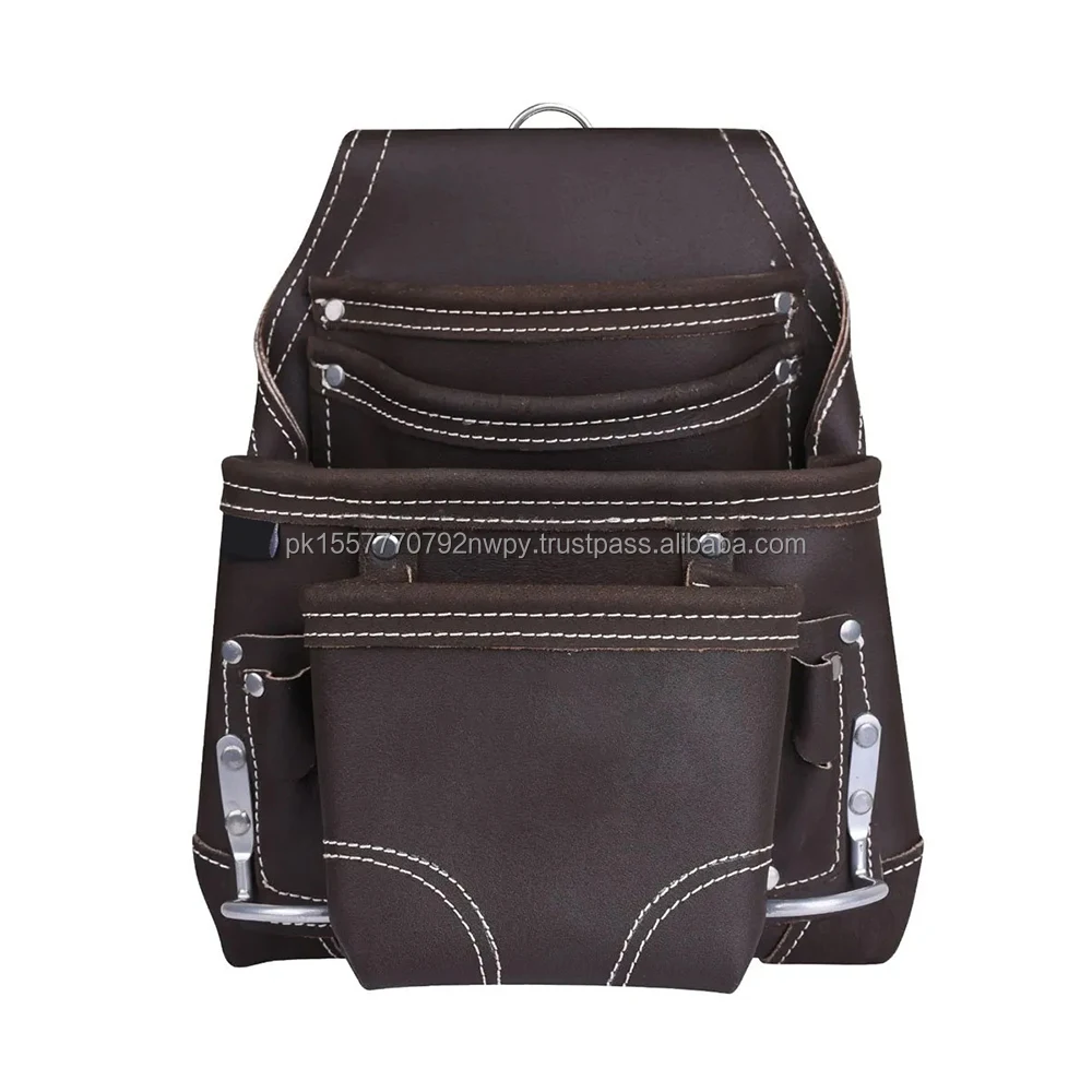 Oil Tanned Leather Different Size Multiple Pockets Tool Pouch Men's