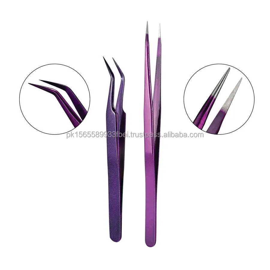 Fiber Tip Tweezers Curve Isolation Tweezers Eyelash Tweezers 90 Degree