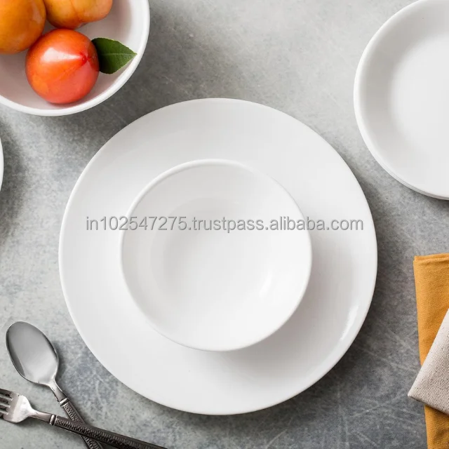 Plate Set 18-Piece Service for 6 Dinnerware Set, Triple Layer Glass and Chip Resistant, Lightweight Round Plates and Bowls Set