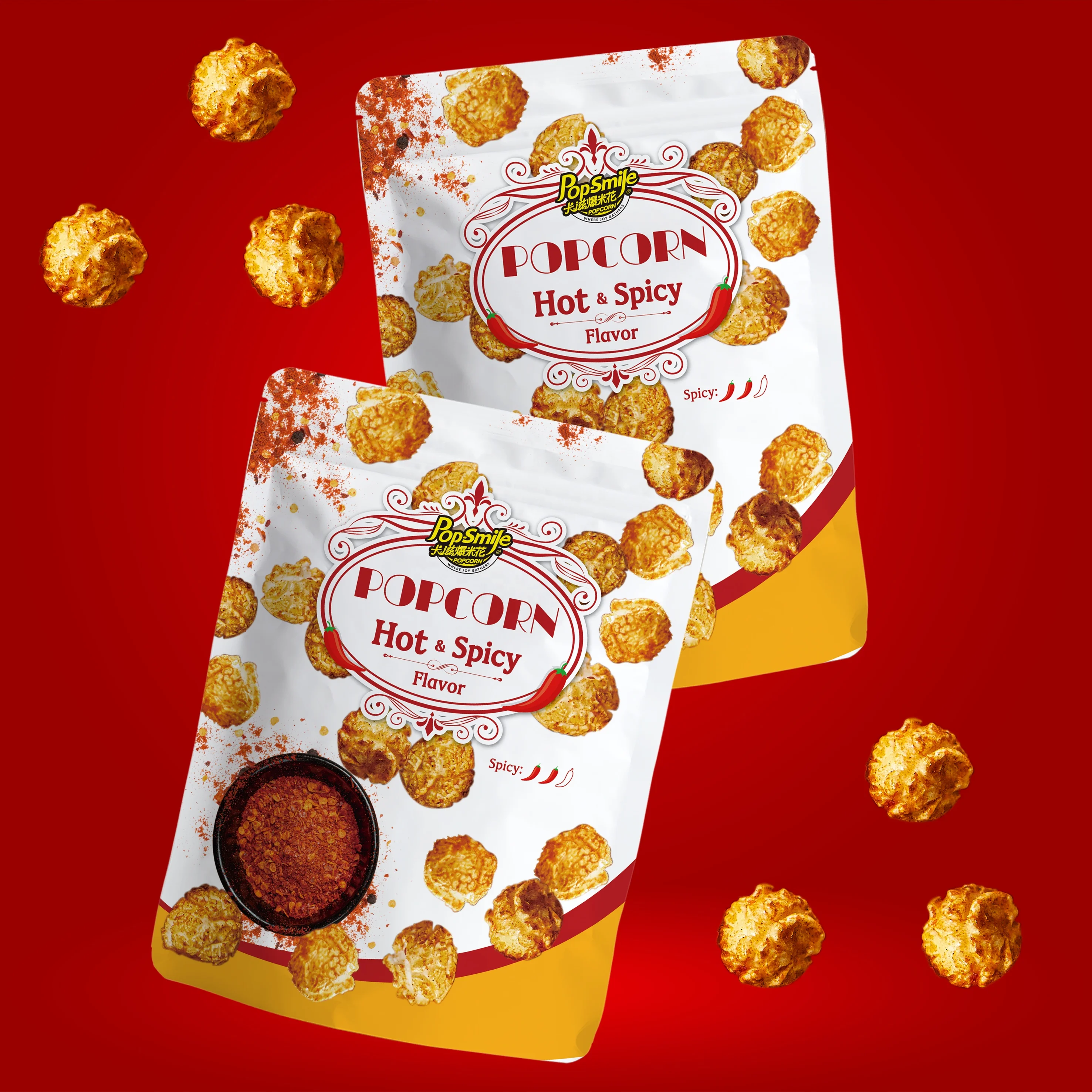 Hot Snack Food Popcorn Hot and Spicy Flavor 150g
