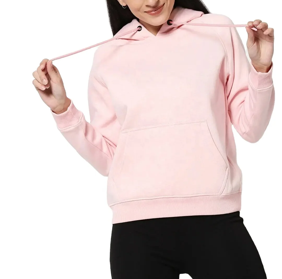 Pink Melange Hoodie Sweatshirt Fashion 