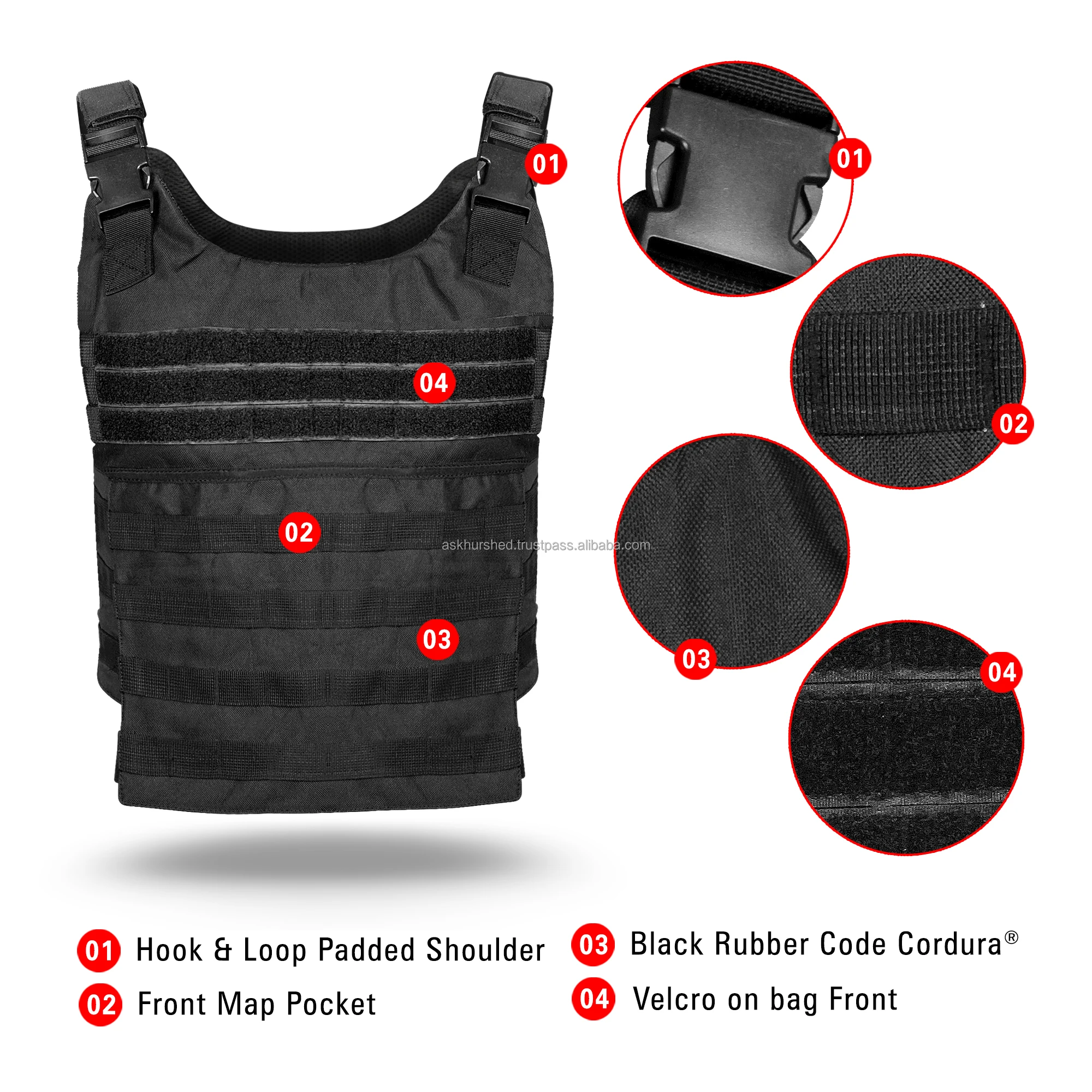 Molle Vest Plate Carrier Protective 1000d Nylon Wear Resistance Front