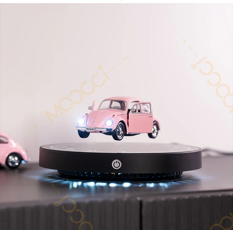 1:36 Romantic LED Lights VW Beetle 1967 Pink Metal Car Model Magnetic Levitating Floating Diecast Car for Tech Gift & Room Decor
