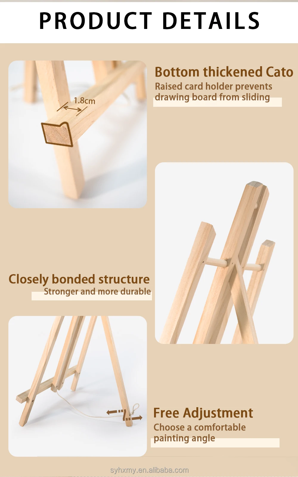 Wooden 40cm Children's Desktop Oil Painting Easel Art Display Stand For