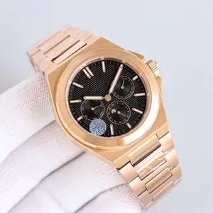 New Black Dial Classic Retro Rose Gold Steel Strap Watch Business Style High-quality Waterproof Automatic Men's Mechanical Watch