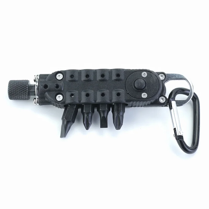Multifunction Screwdriver Bits Set Repair Tools Mini Keychain Screwdriver With Slot Hex Screwdriver LED Light and D Buckle