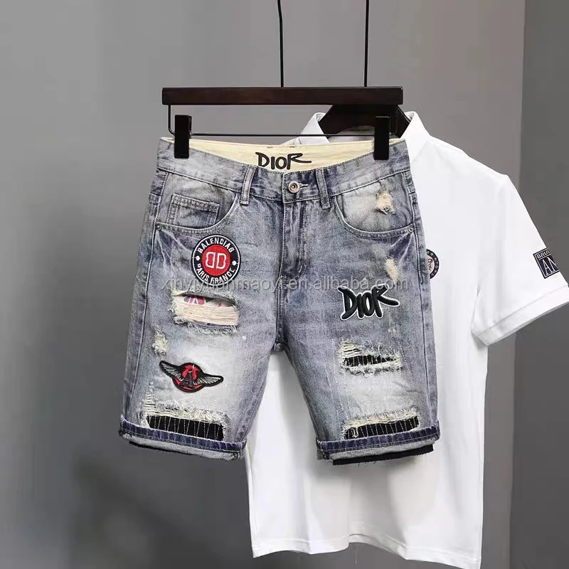 European And American High Street Washed Mid-waist Straight Summer Thin Men's Denim Shorts415_voghion.com