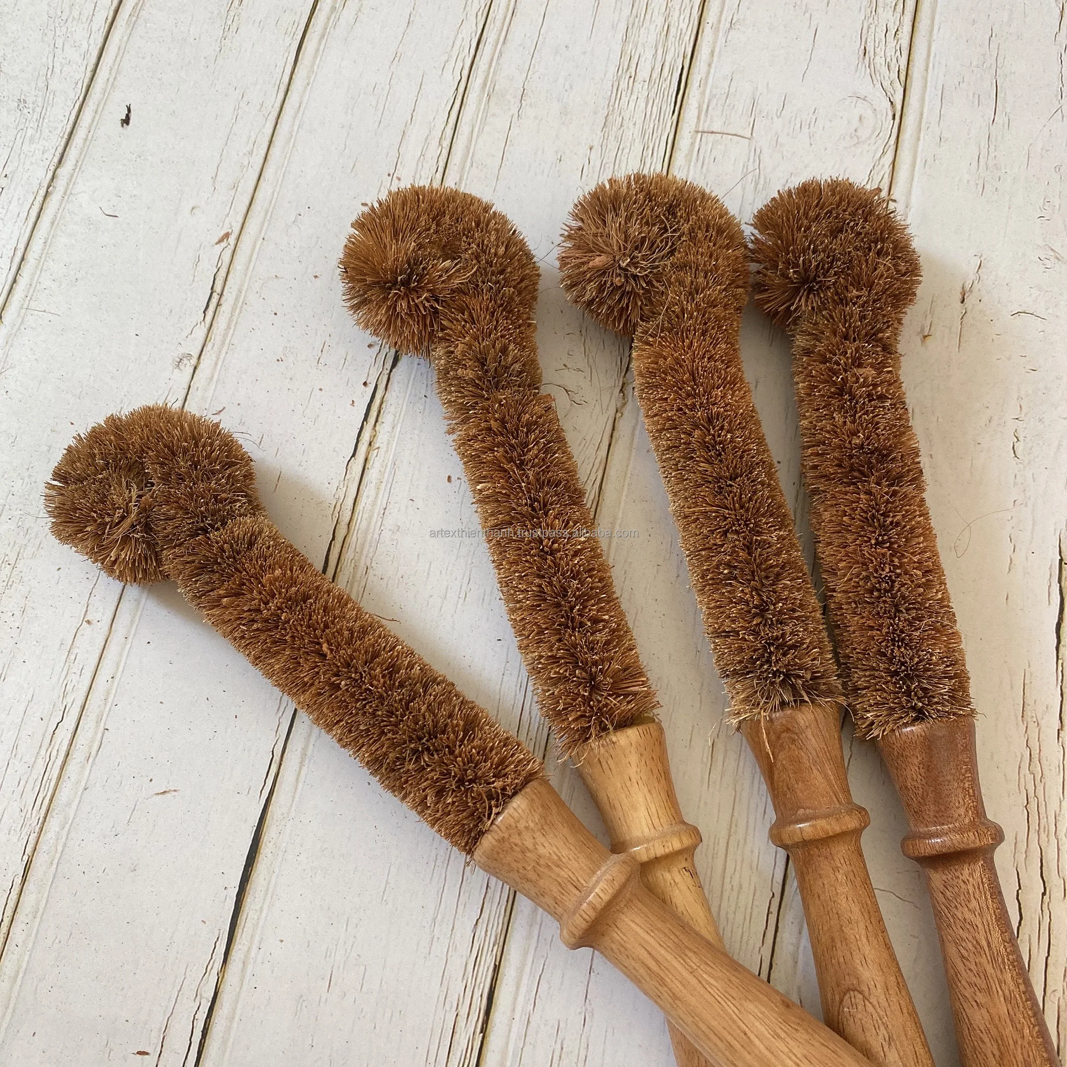 Counter Brush with Wood Handle-Black Coconut fibers- Wholesale