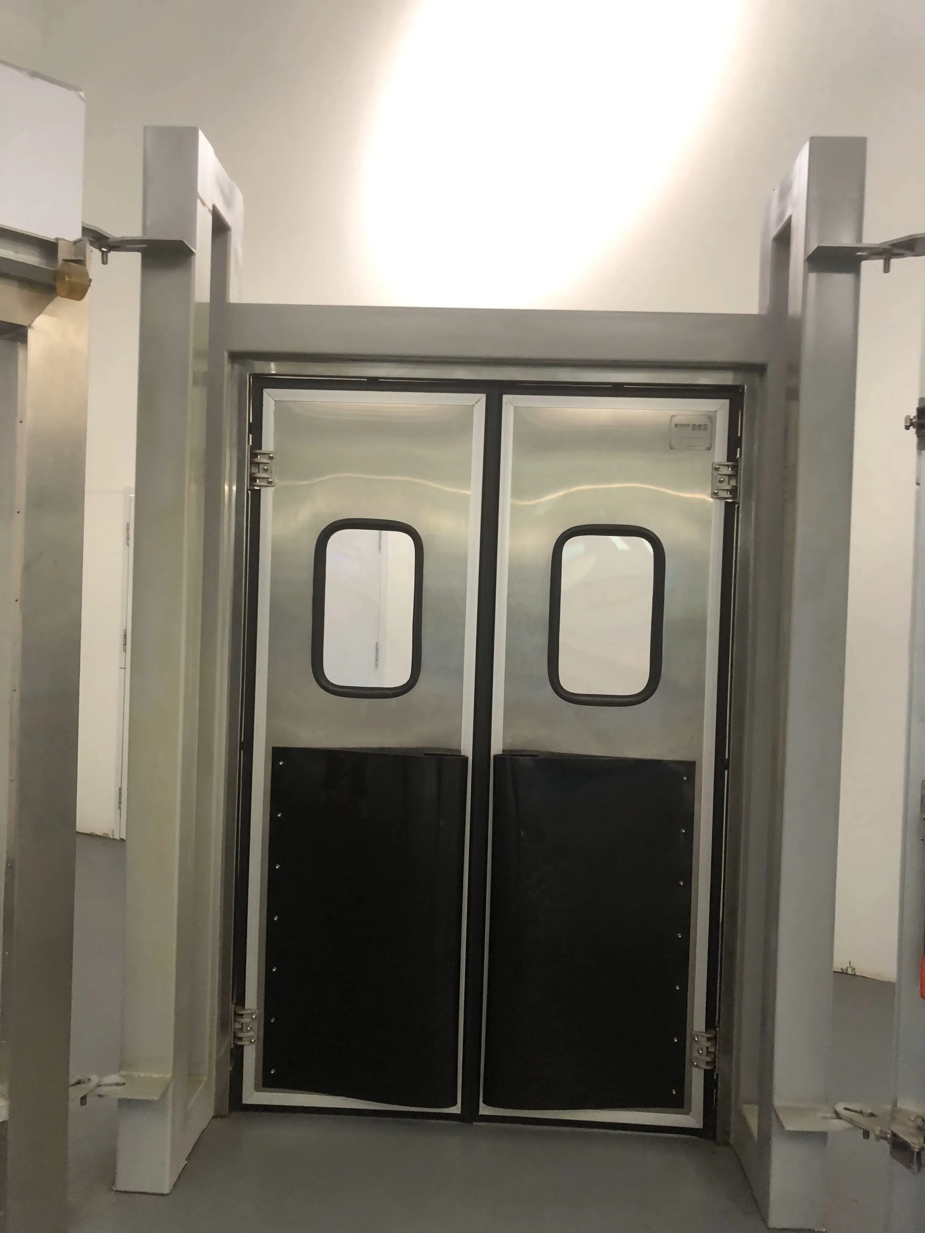 Industrial free door for slaughterhouse, double swing door design, stainless steel panel
