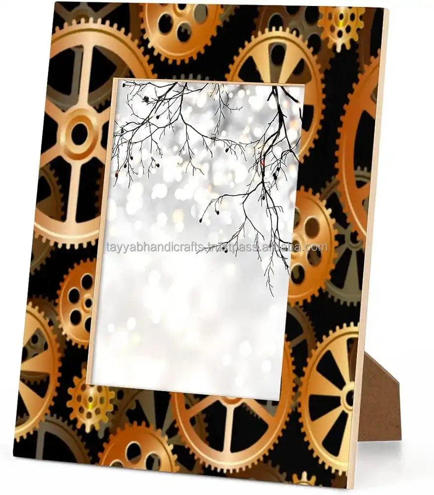 Resin Sunflower Pattern Picture Frame Wood Photo Frame Wall Mounting and Tabletop Display Frame