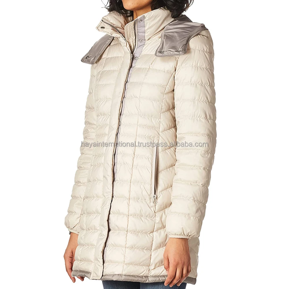 New 2024 Down Puffer Jacket For Women Filled Quilted Long Hooded Winter