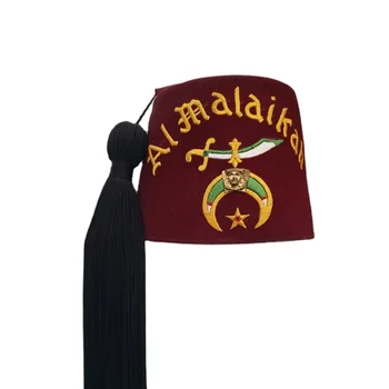 Al Malaikah Vintage Iconic Masonic Shriner Burgundy Wool Fez Hat Thrift ...