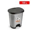 Silver bucket with black lid