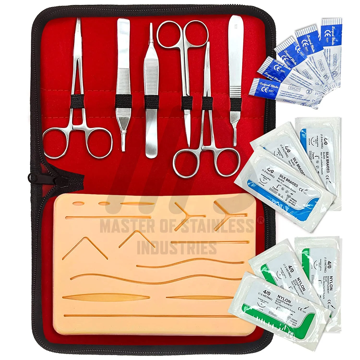Practice Kit Surgical Instruments Kit Stainless Steel with Case 5 pcs Dissection surgical kit Surgery tools By Master SS