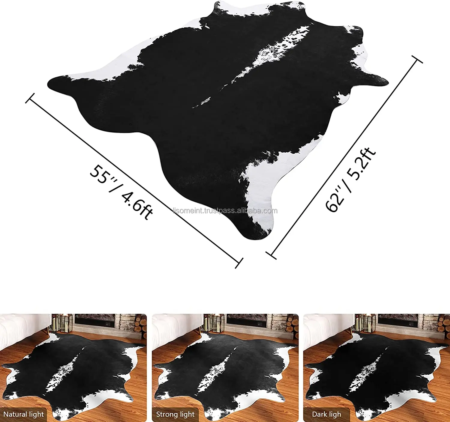 Genuine Leather Fur Rug Cow Leather Carpet Natural Cowhide Anti Slip