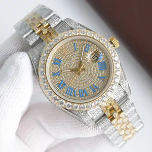 Luxury Diamond-Set Moissanite High-End Watch with Stainless Steel Strap Date Function Classic Business Men's Mechanical Watches