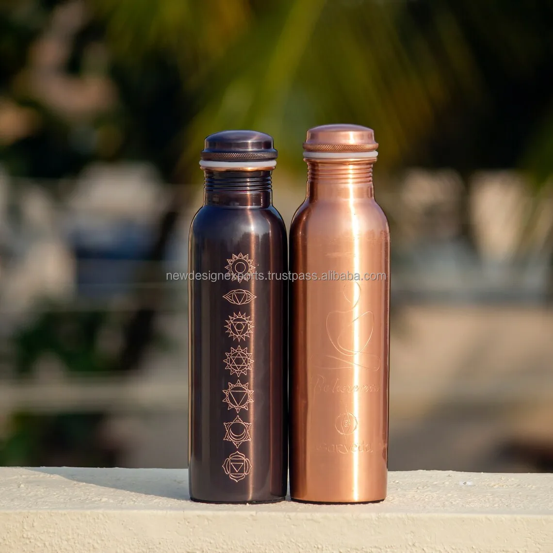 Bouteille D'eau En Cuivre Pur Ayurveda – 1000 Ml, Bienfaits Santé, Yoga