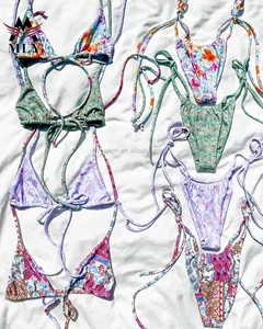 MLY Custom Micro Bikini Set Allover Print Beach Swimwear for Women with Tie Side 2-Piece Custom Swimsuits