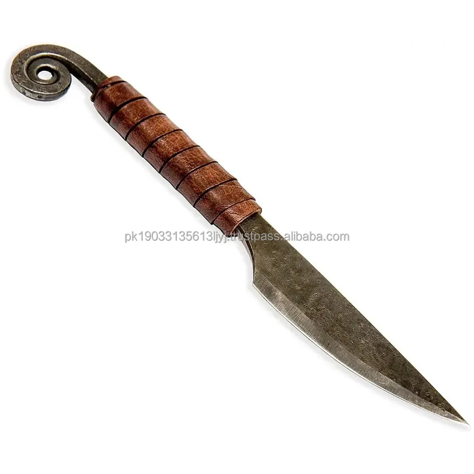 Handmade Carbon Steel Viking Knife With Hand Forge Handle and Fine Leather Sheath Medieval Hunting Viking Knives
