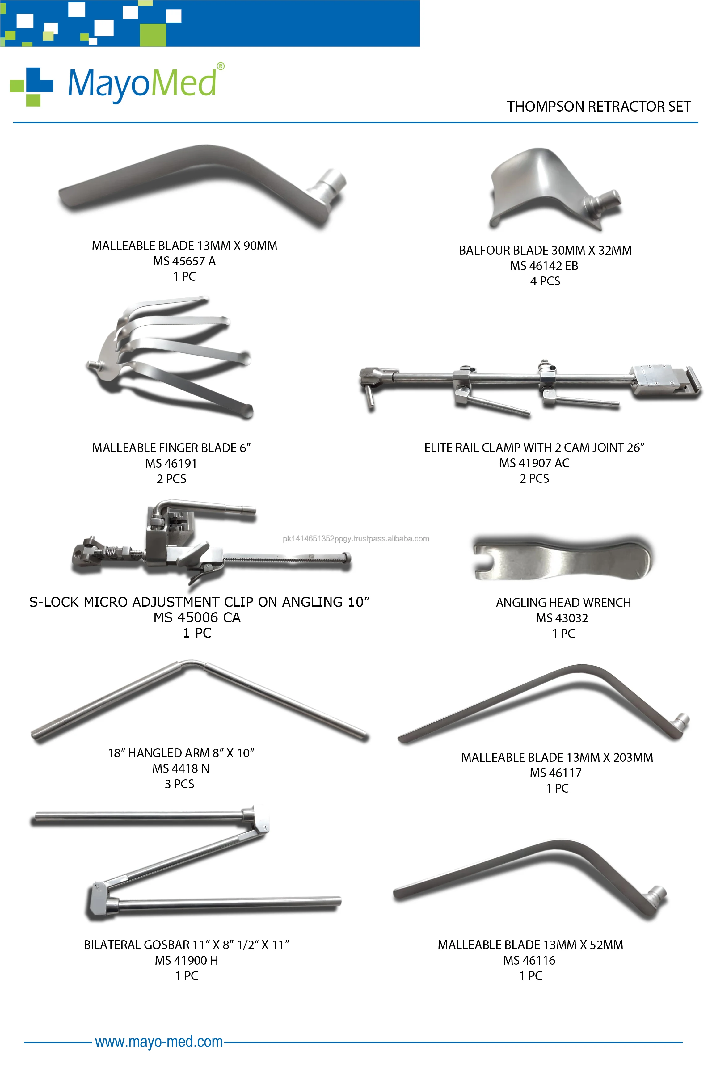 Thompson Abdominal Separator Thompson Retractor Complete Set - High ...