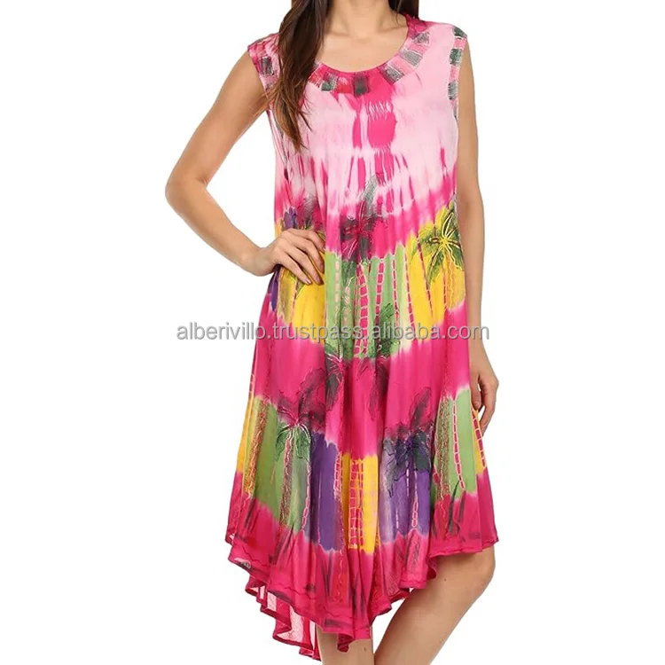 Summer Collection Long Sleeveless Dresses with Pockets Women Maxi Casual Ladies Sexy Modern Style Brush Print Umbrella Dress