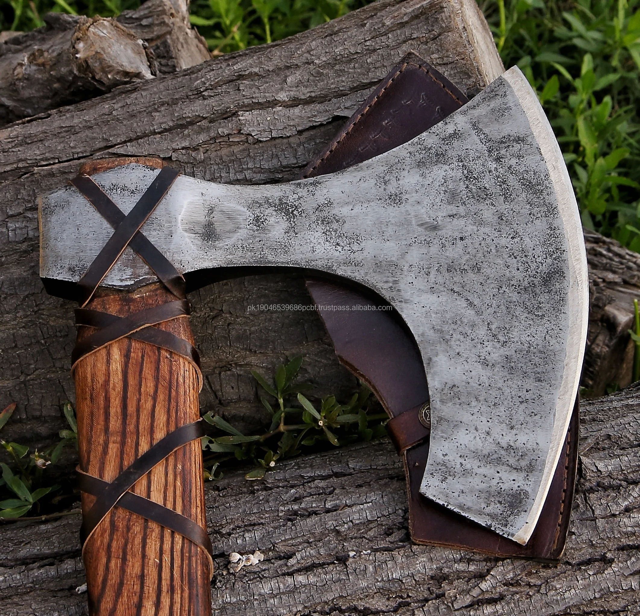 Viking Beard Axe Mit Eschenholz Griff - Handgeschmiedete Wikingeraxt Mit Lederscheide