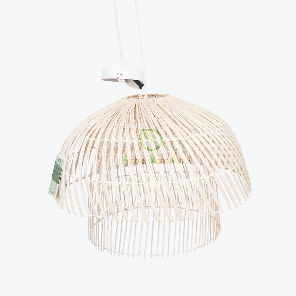 white wicker hanging lamp