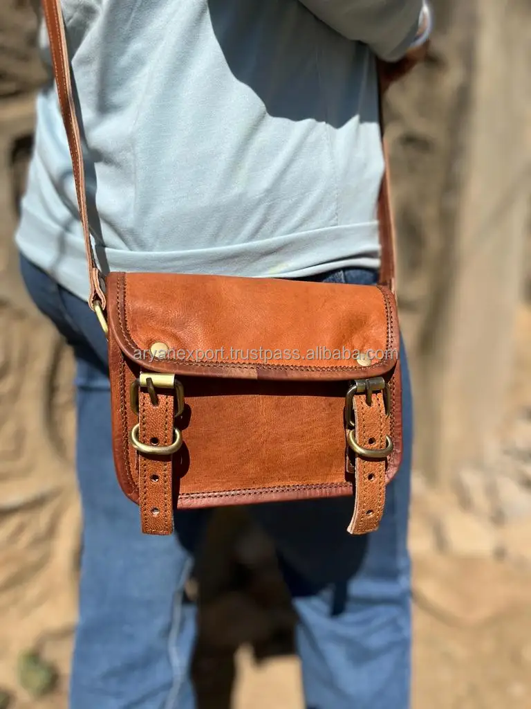 Brown Leather New Style Vintage Shoulder Bag Exports High Quality Goat Leather Bag Office Use