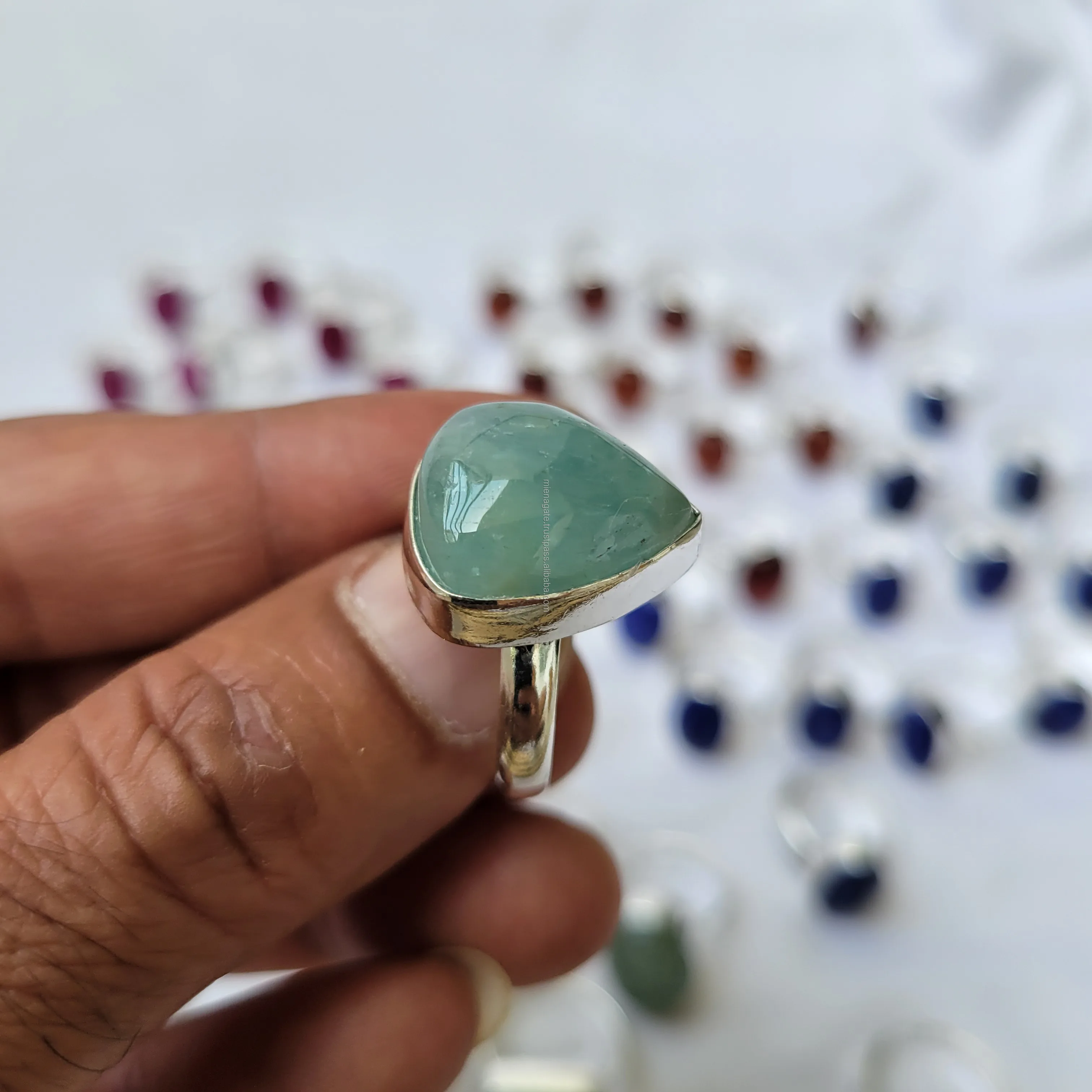 Green Aquamarine rings (3)