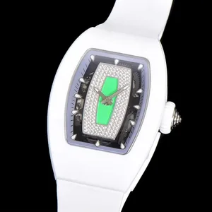 New Luxury Men's Mechanical Watch Diamond-set Large Dial High-quality White Ceramic case Designer Brand Business Automatic Watch