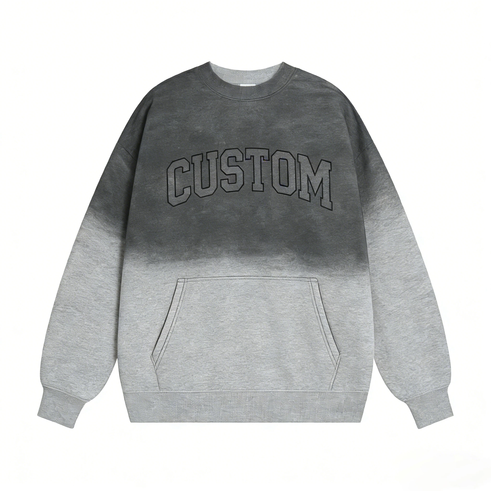 Glory Custom Sun Fade Applique Embroidery Oversized Sweatshirt Premium Quality 100% Cotton OEM Wholesale Sweatshirt