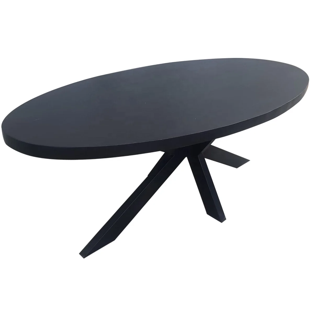 Loft Industrial Oval Mango Wood Black Dining Table Industrial Style