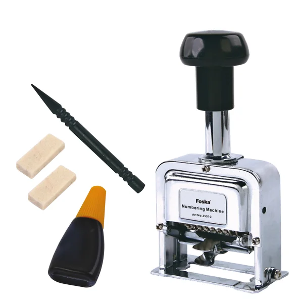 Machine à Numéroter Typographique Manuelle - 6 Chiffres, Hauteur 4,5mm, Vitesse 60 Impressions/min, Lot De 5