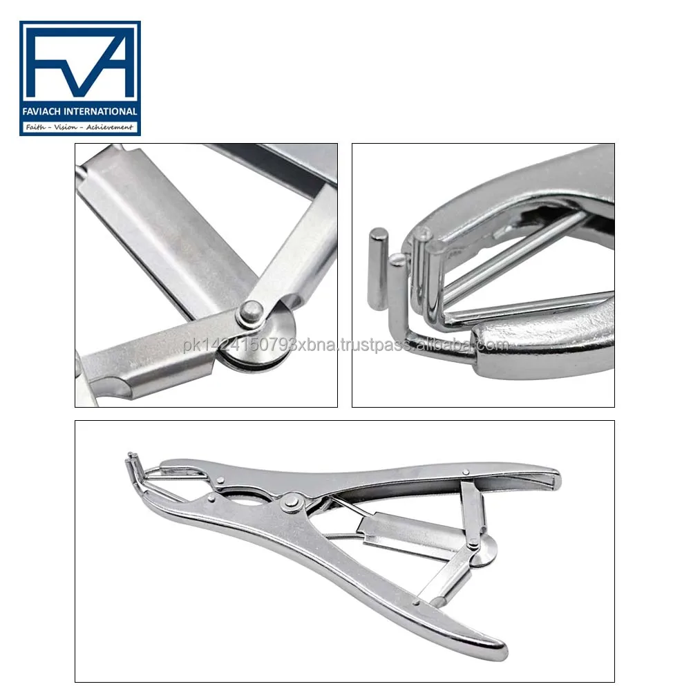 Stainless Steel Animal Castration Plier With 50 Pcs Expansion Castrator Rings Livestock Tail