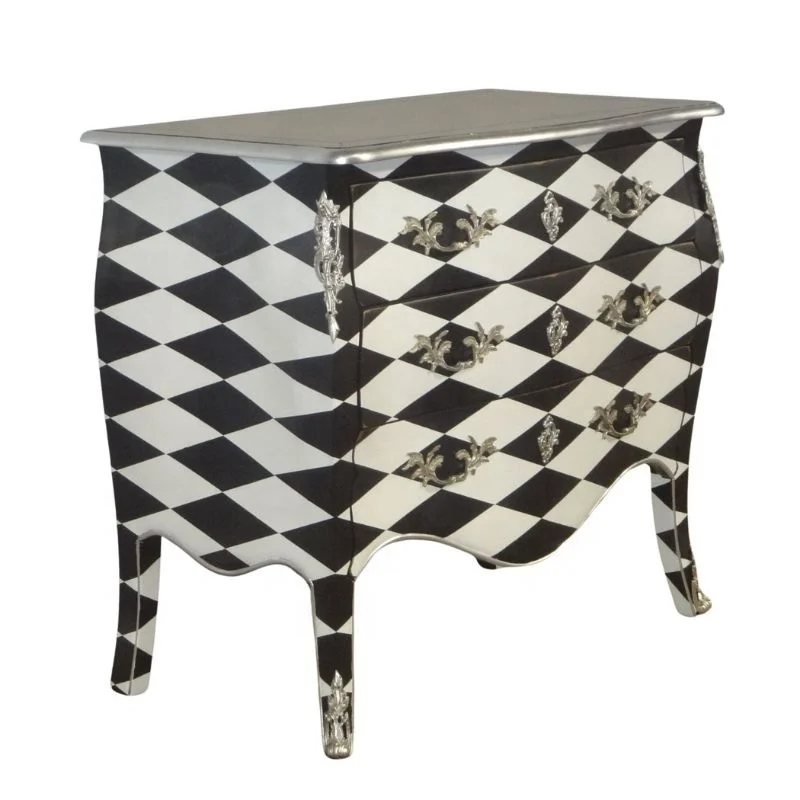 Репродукция под старину черно-белый клетчатый шкаф Bombay с ящиками дизайн для мебели во французском стиле мебель спальни