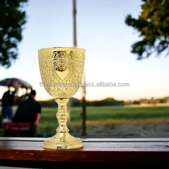 Goblet Solid Brass Vintage Golden Roman Cup - View #4