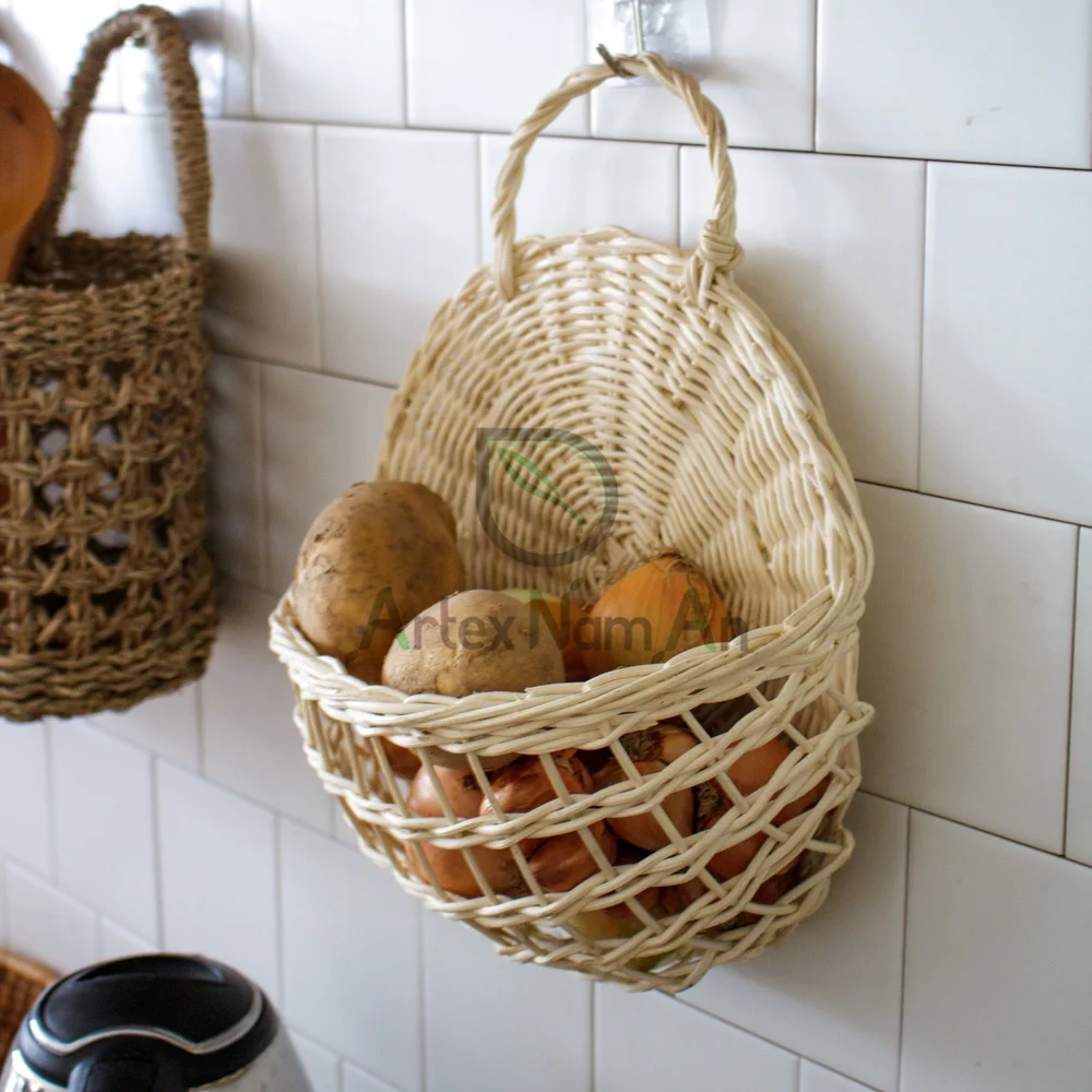 rattan semi circle hanging basket/kitchen storage