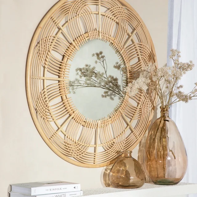 Natural Round Wall Rattan Mirror Wholesale Supplier Rattan Wall Hanging ...