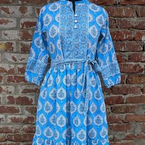 Women's Cotton Summer Dress Hand Block Printed Floral Print Long Maxi Dress For Summer Season Woven Waistline