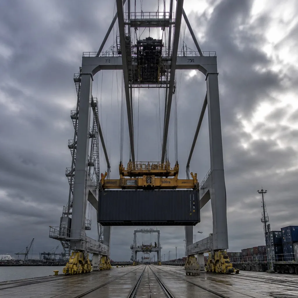 Panoramic view of crane in operation