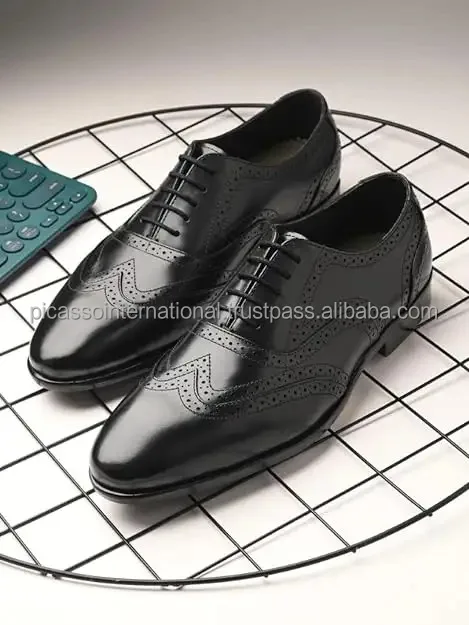 High Quality Men's Dress Shoes Full Grain Black Antique Italian Leather Customized Logo Casual Formal Office Party Wear EVA